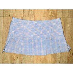 Urban Japanese Schoolgirl Blue Plaid Pleated Micro Mini Skirt Cosplay Plus L